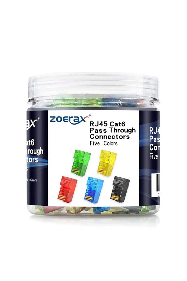 ZoeRax-موصلات Rj45 Cat6 متعددة الألوان، عبوة من 100 قطعة، ألوان متنوعة، موصلات Rj45 معيارية لـ 1