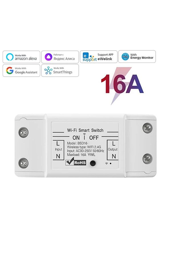 Choice-White 16a Wifi Smart Switch Smart Home Wireless Control Switch Relay Breaker Remote Voice Control Su 1