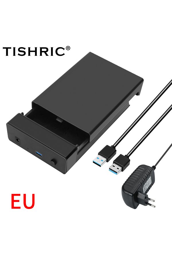 TISHRIC-Eu Plug External Hdd Case 2.5/3. 5 Ssd External Hard Drive Box Enclosure 450mb/s 18tb Sata T 1