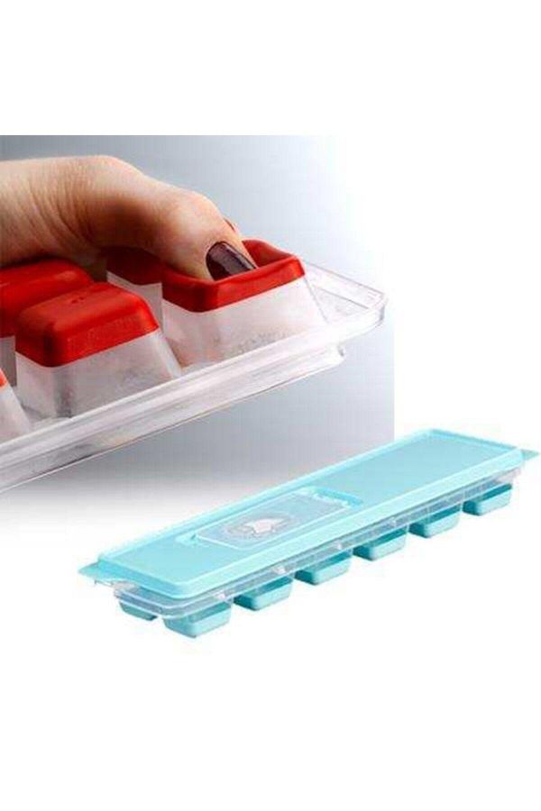 NAKRES-Silicone Ice Mold - Push Release, Compartmented Lid, Non-Stick Icebox 1