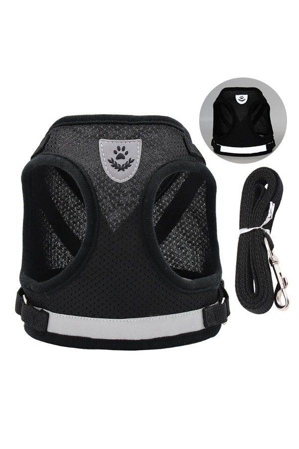 Choice-L Black Pet Leash Undershirt Harnesses Mesh Breathable Adjustable Easy Control Reflective Undershirt 1