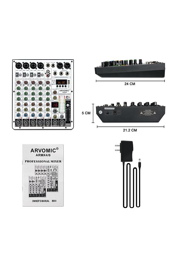 Choice-Us Plug 6-channel Audio Mixer, Arvomic Dj Mixer With Usb Audio Interface, Bluetooth Function, 16 Dsp 1