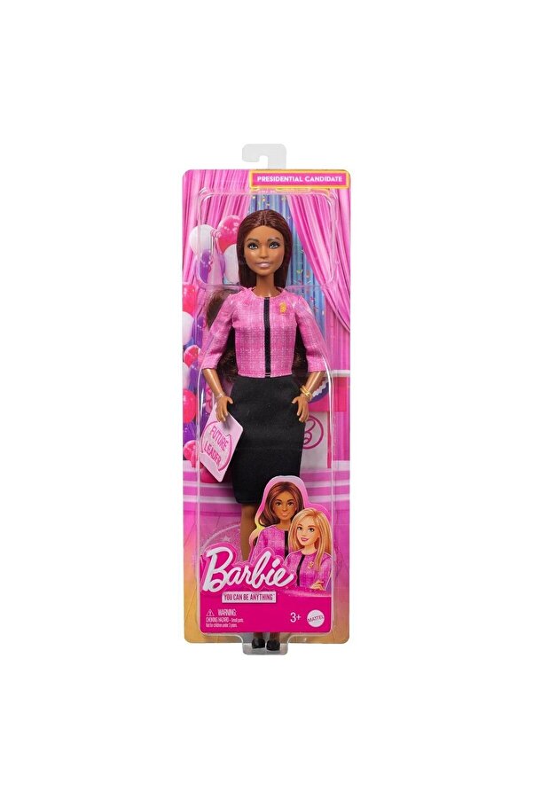 Barbie ® Geleceğin Lideri Bebek, Açık kahverengi saçlı bebek, çıkartma dahil HXN99
