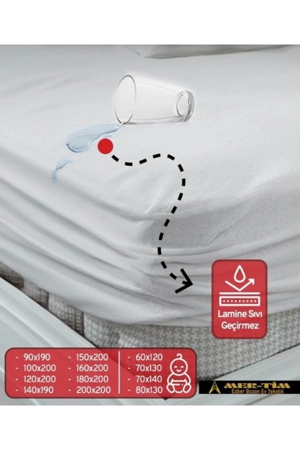 mer-tim ezberbozan ev tekstili-Mer-Tim Fitted Elastic Single and Double Waterproof Mattress Protector Mattress Mattresses 1