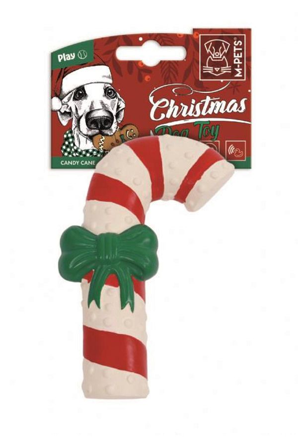 M-PETS-Christmas Candy Cane Dog Toy 1
