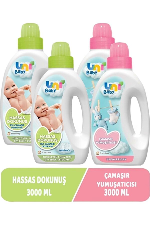 Uni Baby Çamaşır Deterjanı Sensitive 2 Adet +Yumuşatıcı Hassas/hipoalerjenik 2 Adet 1500 ml
