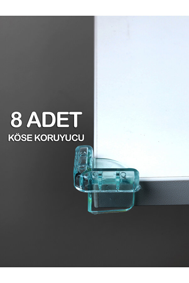 askıcım 8 Adet Bebek Çocuk Masa Kenar Köşe Koruyucu Silikon Köşe Koruma