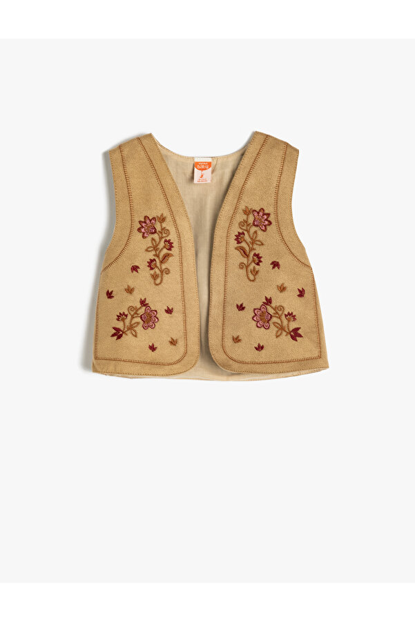 Koton Çiçek İşleme Detaylı Kolsuz Pamuklu Yelek