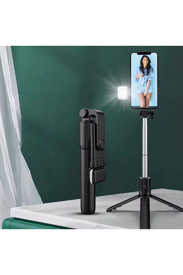 Kuzgun Online Shop-Buffer ® Led Lighted Remote Controlled Selfie Stick - Extendable, Table Top Tripod 1