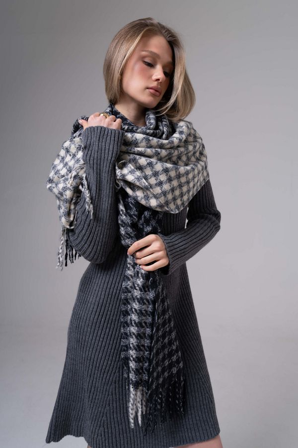 SOFT AKSESUAR-Roy Gradient Pattern Wool Blended Scarf 1