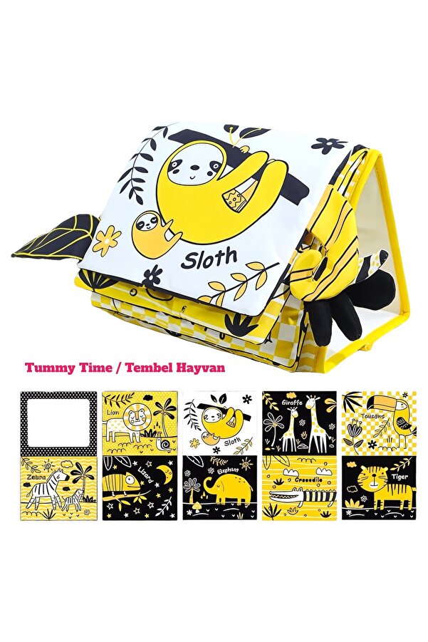 Circle Toys Tummy Time Hışırtılı Yumuşak Bez Aktivite Kitabı - Tembel Hayvan