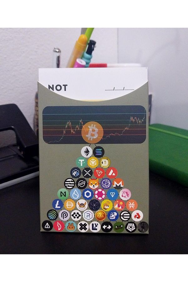 Ayal Ticaret-Bitcoin and Altcoin Themed 80's Do Not Forget Note Card Boxed Desktop Upright Memo Pad 1