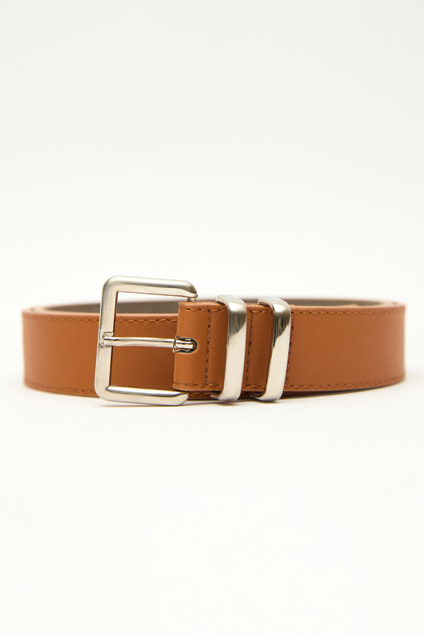 Manuka-Ledergürtel mit Schnalle – Basic Square Cameel 1