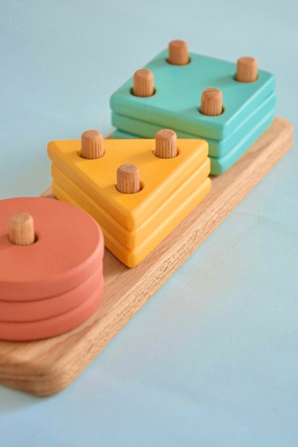 PİNGUPLAY Renkli Bultak 3'lü (GEOMETRİK ŞEKİL PUZZLE, MONTESSORİ OYUNCAK, BEBEK OYUNCAK, EĞİTİCİ OYUNCAK)