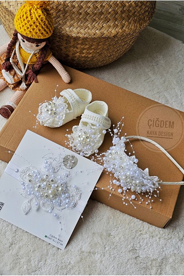 çiğdem kaya design ANne bebek özel tasarim incili prenses lohusa taç takımı, bebek hediyesi, hamile tacı