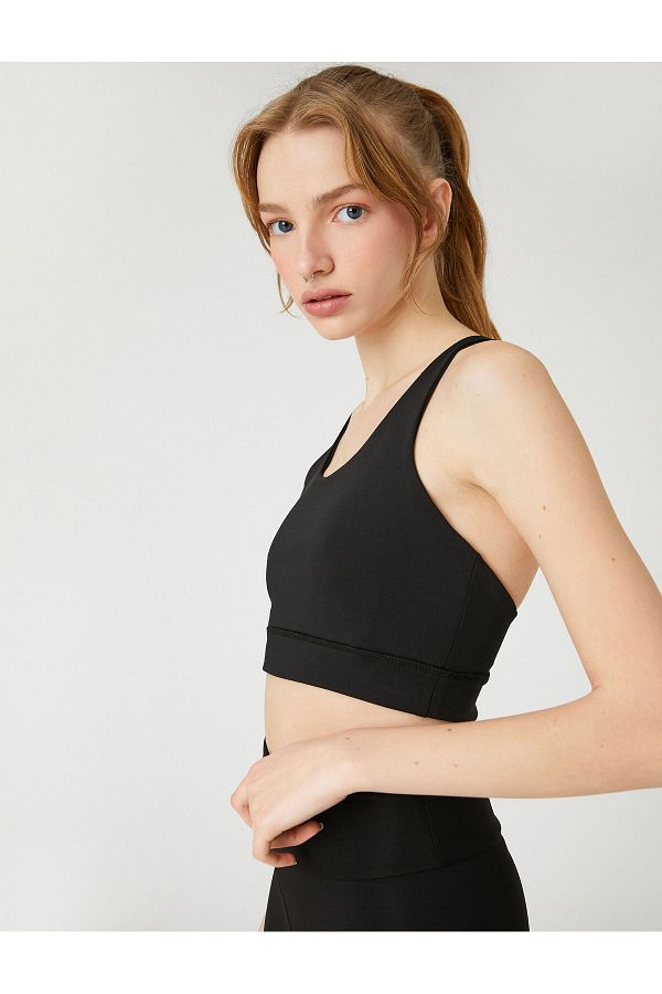 Koton Sports Bra Cross Strap Unpadded Non Wireless Tight Fit Trendyol
