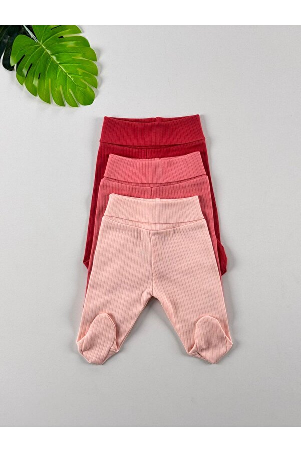 EFU BABY 3'lü %100 Pamuklu Raporlu Unisex Basic Patikli Bebek Pantolon