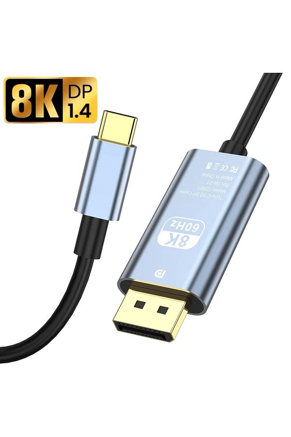 Pmr-2 Meter Type C to Displayport Cable - 8K-60Hz 4K-120 Hz Thunderbolt 3 Compatibility Zr858 1