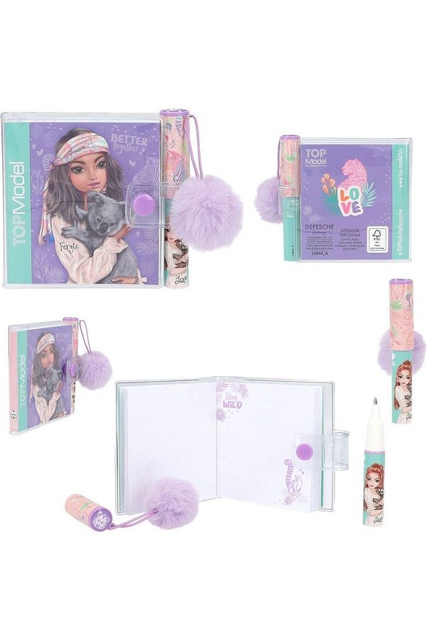 Top Model-Mini Notepad - Set with Pen and Pompom 1