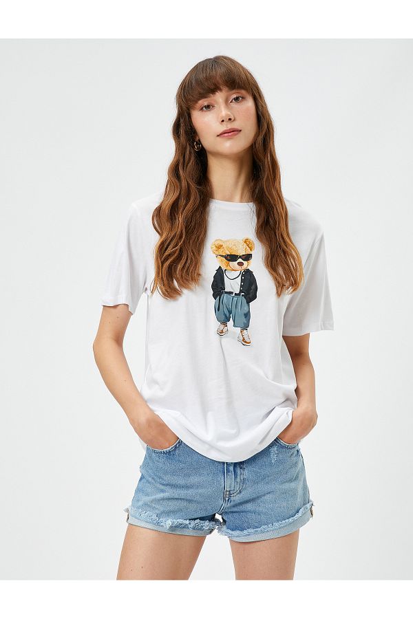 Koton-Teddy Bear εμπριμέ T-Shirt Βαμβακερό κοντό μανίκι 1