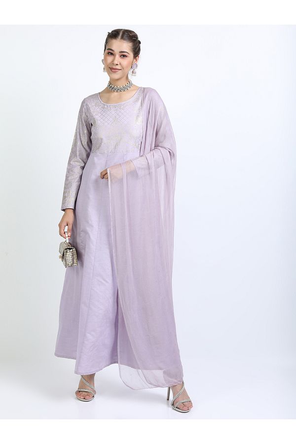 Vishudh By Styli-Foil Print A-Line Kurta & Dupatta Set 1