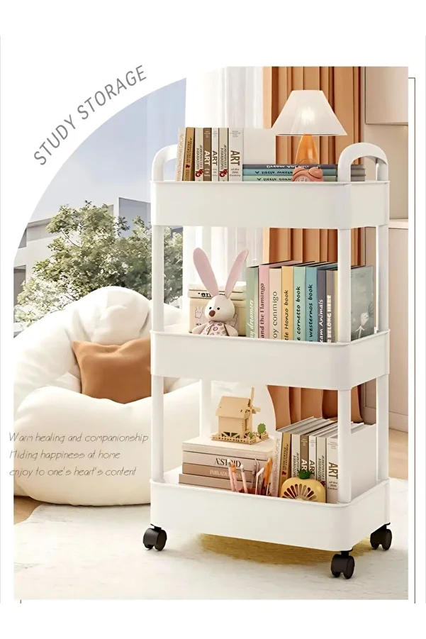 Choice-White Style -3l Household Multi-layer Small Cart Storage Rack Floor To Floor Kitchen Bedroom Bathroo 1