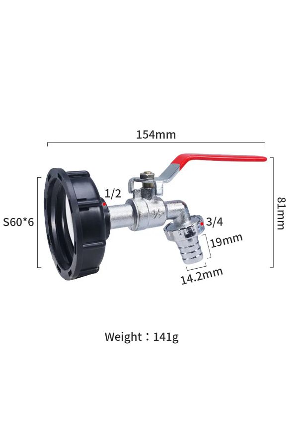 Choice-Z-hjlt-4f-1 Durable Ibc Tank Tap Adapter S60*6 Coarse Thread To 1/2'' 3/4'' Connector Replacement Va 1