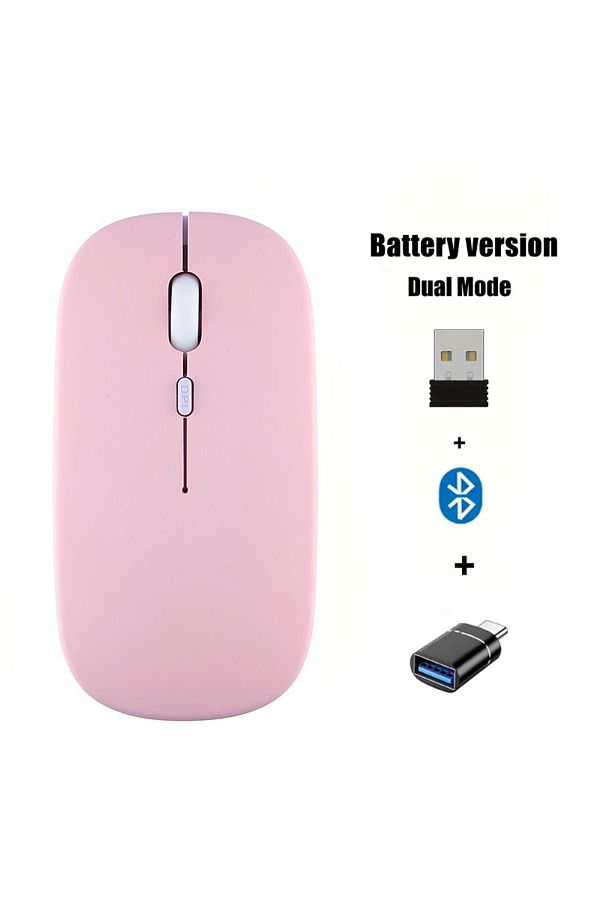 congdi-Pink With Otg Portable Wireless Mouse Bluetooth-compatible 2.4ghz Dual Modes Computer Mice With Nano 1