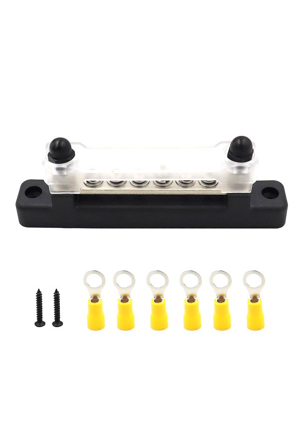 Choice-Black M6 12v Bus Bar 1/4 Inch Power Distribution Block 150a Electrical Terminal Block Buss Bar For T 1