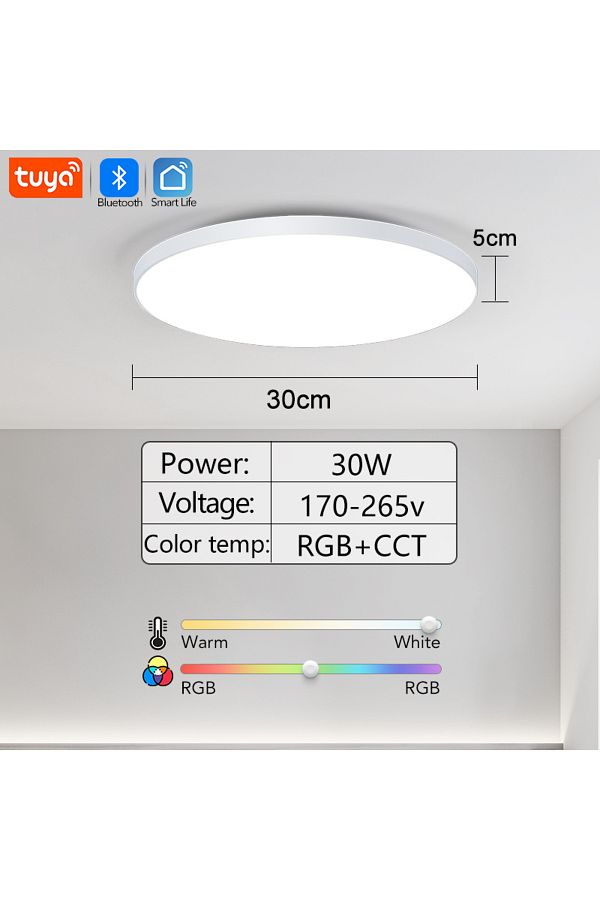 MARPOU-Simple-wh-30w Rgb Smart Ceiling Light Led Light With Speaker 30w 36w Audio Music Play Tuya App Bluet 1