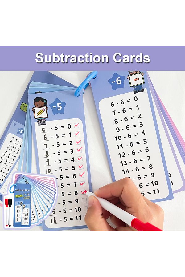 GSF-1-12 Subtraction Facts Charts, Subtraction Table Cards, Self Check Math Learning Tool, Montessori... 1