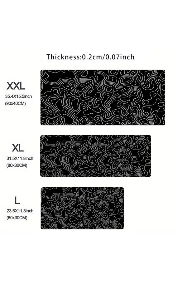 Choice-60x30cm black Black White Topographic Map XXL Mousepad Computer Keyboard Pad Mouse Mat Gamer Soft Of 1