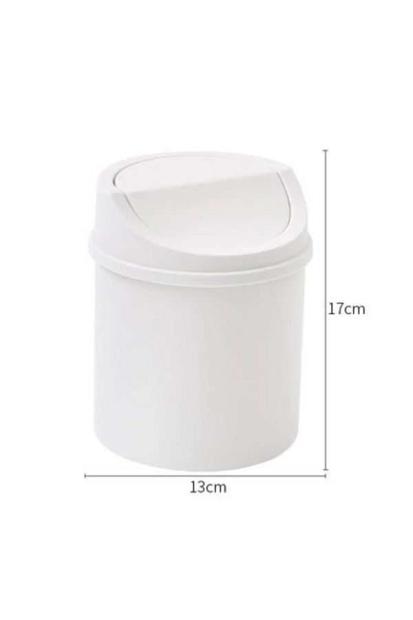 Choice-Beige Mini Desktop Bin Small Trash Can Tube With Cover Bedroom Trash Can Garbage Can Clean Workspace 1