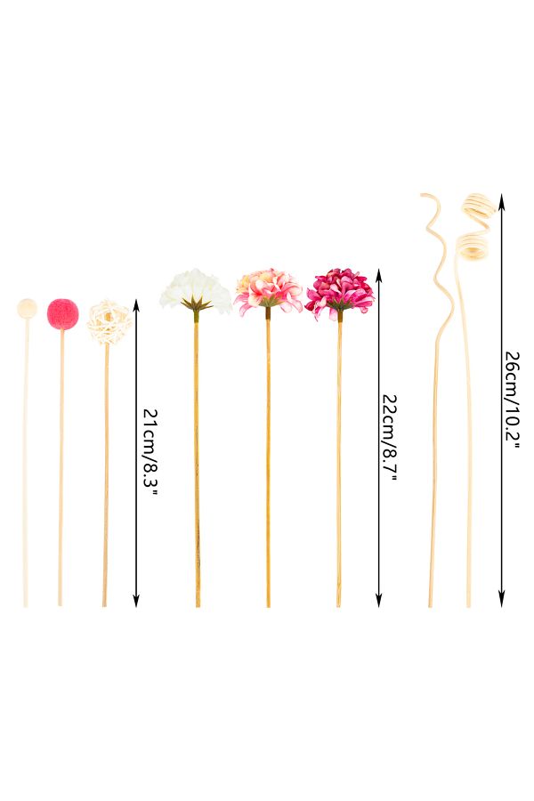 Choice-SW100120 NEW 10PCS Pink Hydrangea Flower Rattan Sticks Fireless Fragrances Reed Diffuser Stick DIY O 1