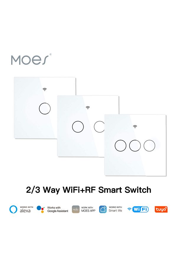 MoesHouse-MOES WiFi Wall Touch Light Switch RF433 Wireless Remote Control Tuya/Smart Life App Backlight Ale... 1