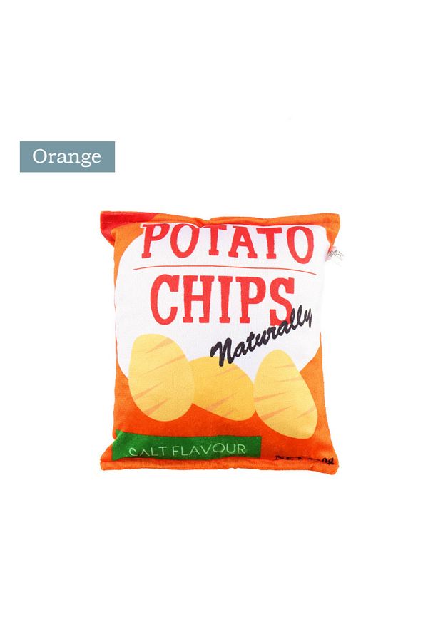 Choice-Orange Funny Dog Toys Crisps Plush Filled Pets Squeaky Chew Toy Bite-resistant Sounding Paper Toys F 1