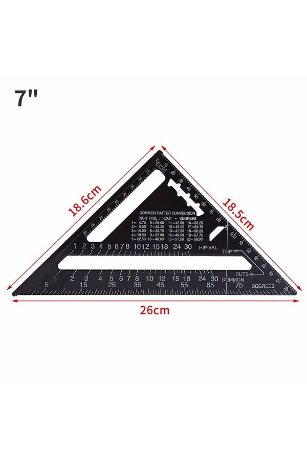 Choice-7 Inch Metric 7'' /12" Rafter Square Carpenter Measuring Layout Tool Alloy Metal Triangle Ruler Prot 1