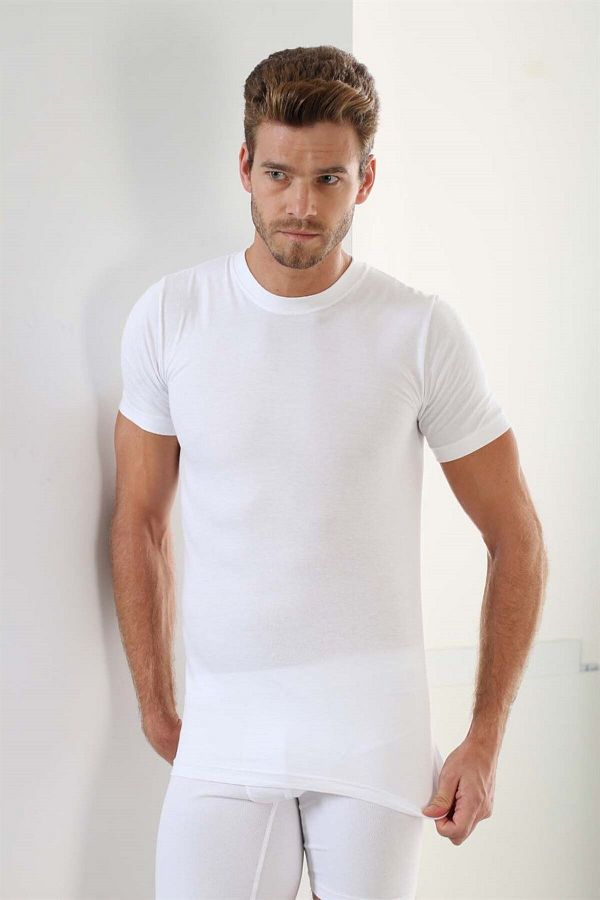 Arma Yıldız-Ανδρικό λευκό μπλουζάκι Slim Fit - 100% βαμβάκι, λαιμόκοψη, κοντό μανίκι, εσώρουχο 1