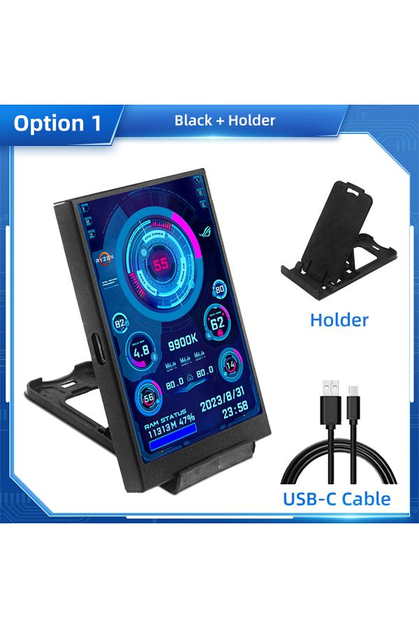 Choice-Black 3.5 Inch Ips Type C Secondary Screen For Computer Cpu Gpu Ram Hdd Display 320*480 Usb Lcd Moni 1