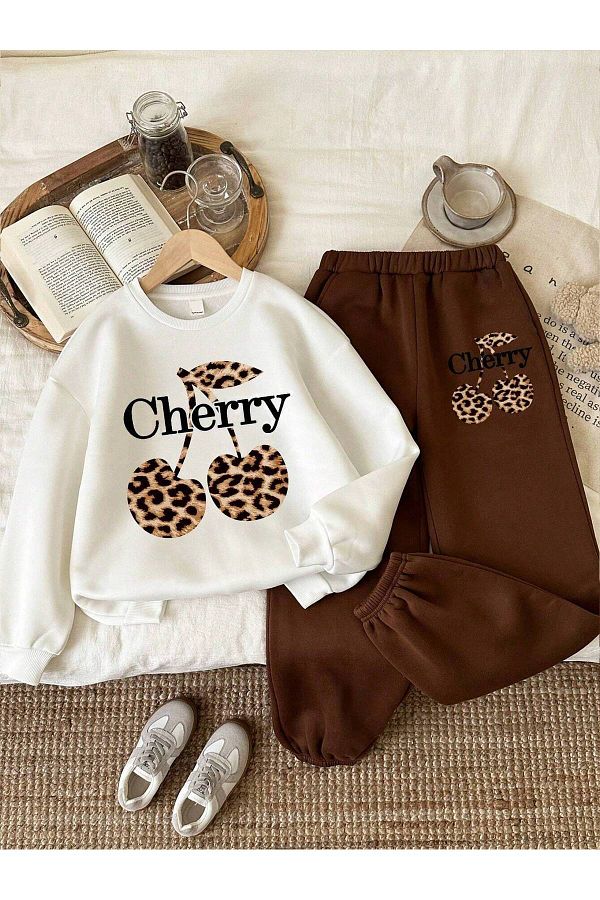 LePold-White and Brown Leopard Print Oversize Sweatshirt and Sweatpants Set - 3 Thread 1