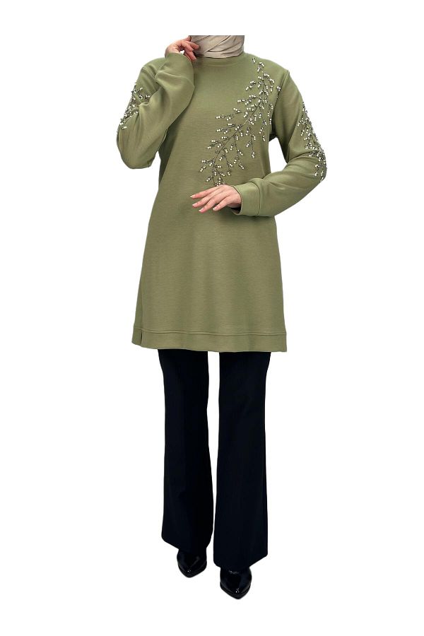 ottoman wear-Green Plus Size Spring Branch Tunic - Otw2124 1