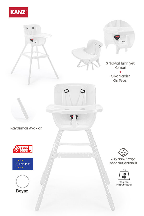 Kanz Tokyo Mama Sandalyesi Beyaz