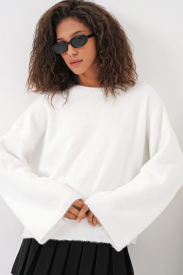 Bigdart-15915 Weich strukturierter Strickpullover – Weiß 1