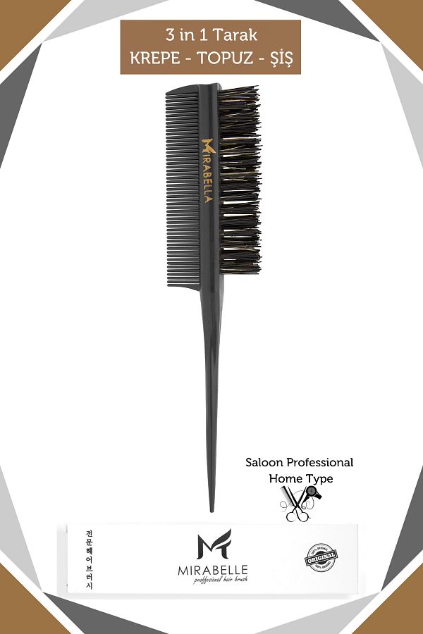 Mirabelle-Crepe Bun Brush - Skewer Comb 3 in 1 1