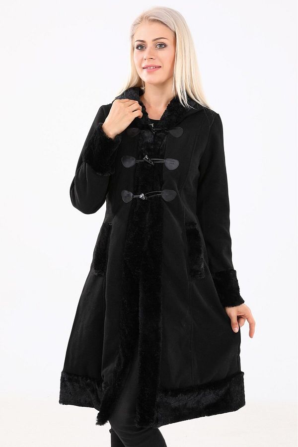 Toridas-Cashmere Fur Detailed Women's Coat 1