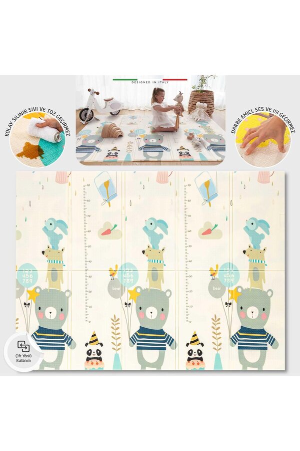 Elele Happy Bear Katlanabilir Oyun Matı Oyun Halısı 180x200x1,5 Cm XFD316 Happy Bear