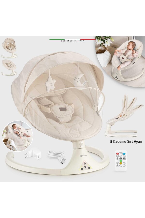 Elele Dormire 2 Elektrikli Otomatik Sallanan Kademeli Ana Kucağı Bej