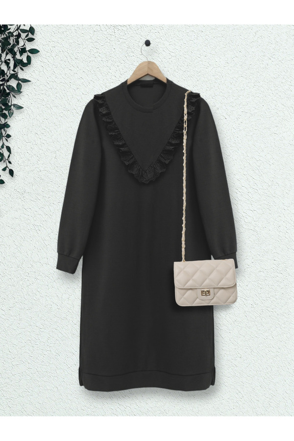 Modamorfo-Robadan Lace Ruffle Dlouhá tunika - Černá 1