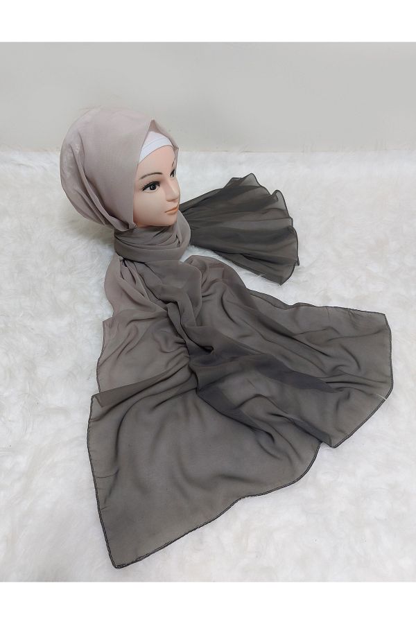 amirat-Patterned Non-Slip Chiffon Shawl - Gradient Model, 185X70 cm 1