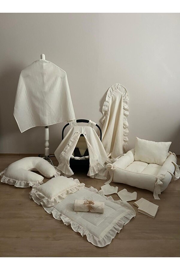 Aras Collection %100 Pamuk Çok Amaçlı Çift Katlı Çift Kullanımlı Müslin Yeni Doğan Bebek Seti & PİLELİ ÖZEL TASARIM